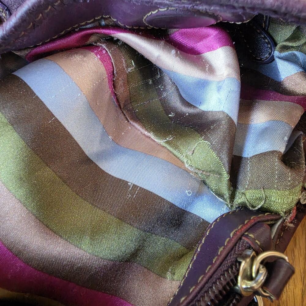 Tignanello Purse Soft Leather Hobo Shoulder Handbag Purple READ - Picture 11 of 14